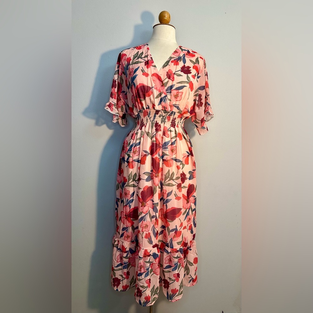 New Meetrendi Women's Spring Summer  Floral Pink Dress Size Medium